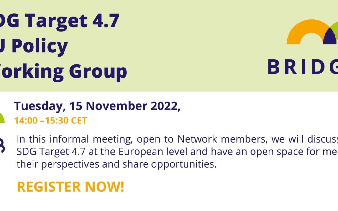 Srečanje Bridge 47 delovne skupine za EU politike za cilj trajnostnega razvoja 4.7